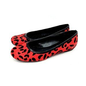 Oh...DEER! Red Hot Pony Hair Cheetah Print Flats Size 7 M Real Cow Hide Leather